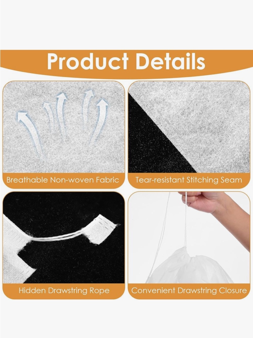Set of 10 Storage Dust Bags for Handbag Protection, Breathable Non Woven Fabric - Picture 4 of 4